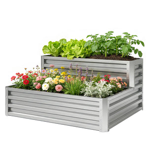 2 Tier Raised Garden Bed, 47" x 40" x 23" Galvanized Steel Planter Box for Vegetables, Flowers, and Herbs – view 15