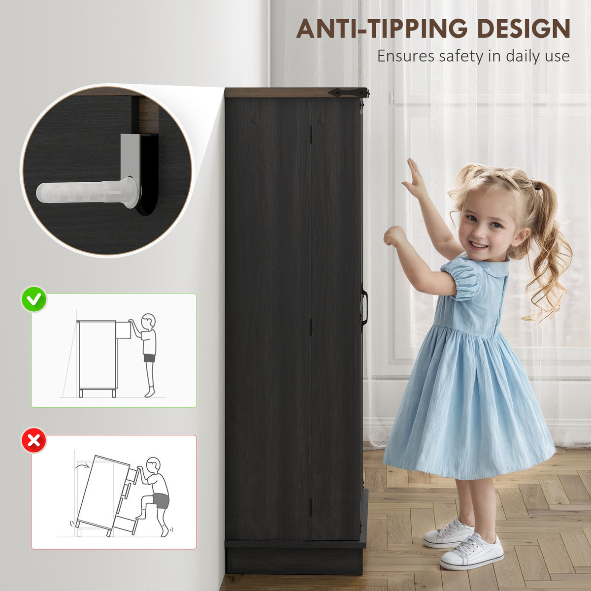47" Kitchen Pantry Storage Cabinet, Farmhouse Kitchen Pantry Cabinet with Adjustable Shelves and Door – view 8