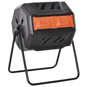 43 Gallon (160L) Tumbling Compost Bin Outdoor Dual Chamber 360° Rotating Composter with Sliding Doors – view 22