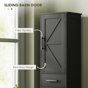 67" Tall Bathroom Cabinet, Narrow Bathroom Storage Cabinet with Drawer, Barn Doors and Adjustable Shelves – view 3
