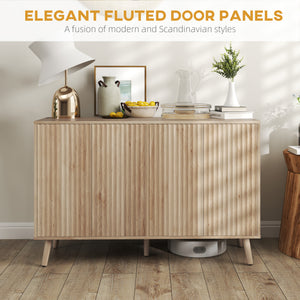 Buffet Cabinet with Storage Modern Fluted Sideboard with Adjustable Shelves Wood Legs for Dining Room – view 3