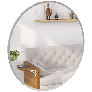 24" Decorative Wall Mirror for Bedroom Living Room, Modern Round Bathroom Mirror for Home Decor, Black – view 8