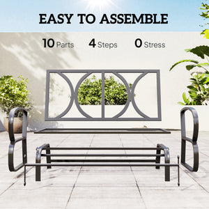 2-Person Outdoor Glider Chair, Patio Double Rocking Loveseat with Steel Frame and Cushions for Backyard – view 13