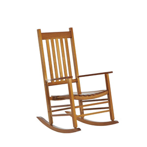 Wooden Porch Rocking Chair Outdoor Patio Rocker Garden Single Leisure Reclining Seat Armchair Natural