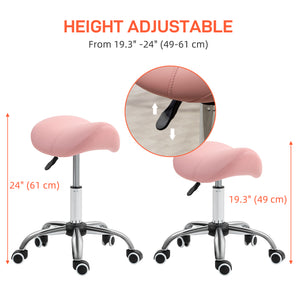 Cosmetic Stool 360° Rotate Height Adjustable Salon Massage Spa Chair Hydraulic Rolling Faux Leather Saddle – view 5