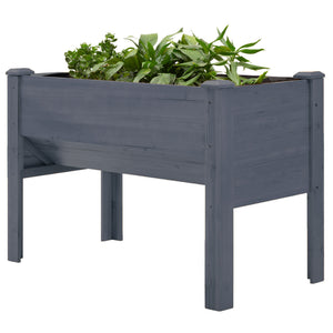 Wooden Raised Garden Plant Stand Outdoor Tall Flower Bed Box with Hooks, 48" x 24" x 32", Nature Wood