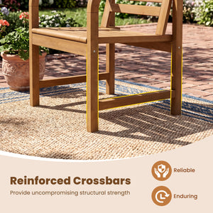 Natural Wood Patio Armchair with Slanted Back and Slatted Seat view 7