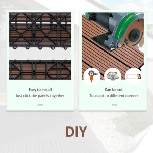 11 Pcs Plastic Interlocking Deck Tiles, 12" x 12" Non-slip Flooring Tiles for Indoor Outdoor Patio Balcony, Light Brown