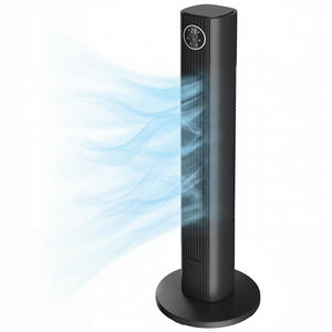28dB Tower Fan with 12 Speeds and 4 Modes, Standing Floor Fan with 80° Oscillating, 12H Timer, Black