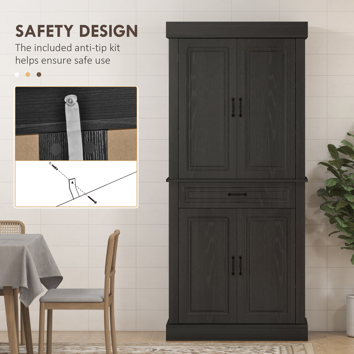 71" Freestanding Kitchen Pantry with 4 Doors and 2 Cabinets, Tall Storage Cabinet for Kitchen – view 4