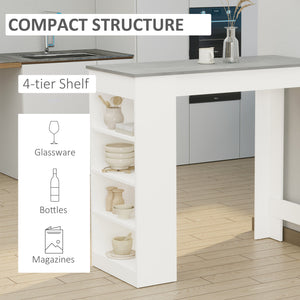 Bar Table, High Top Pub Table with 4 Storage Shelves, Modern Bar Height Table for Home Bar, Kitchen, Grey – view 3