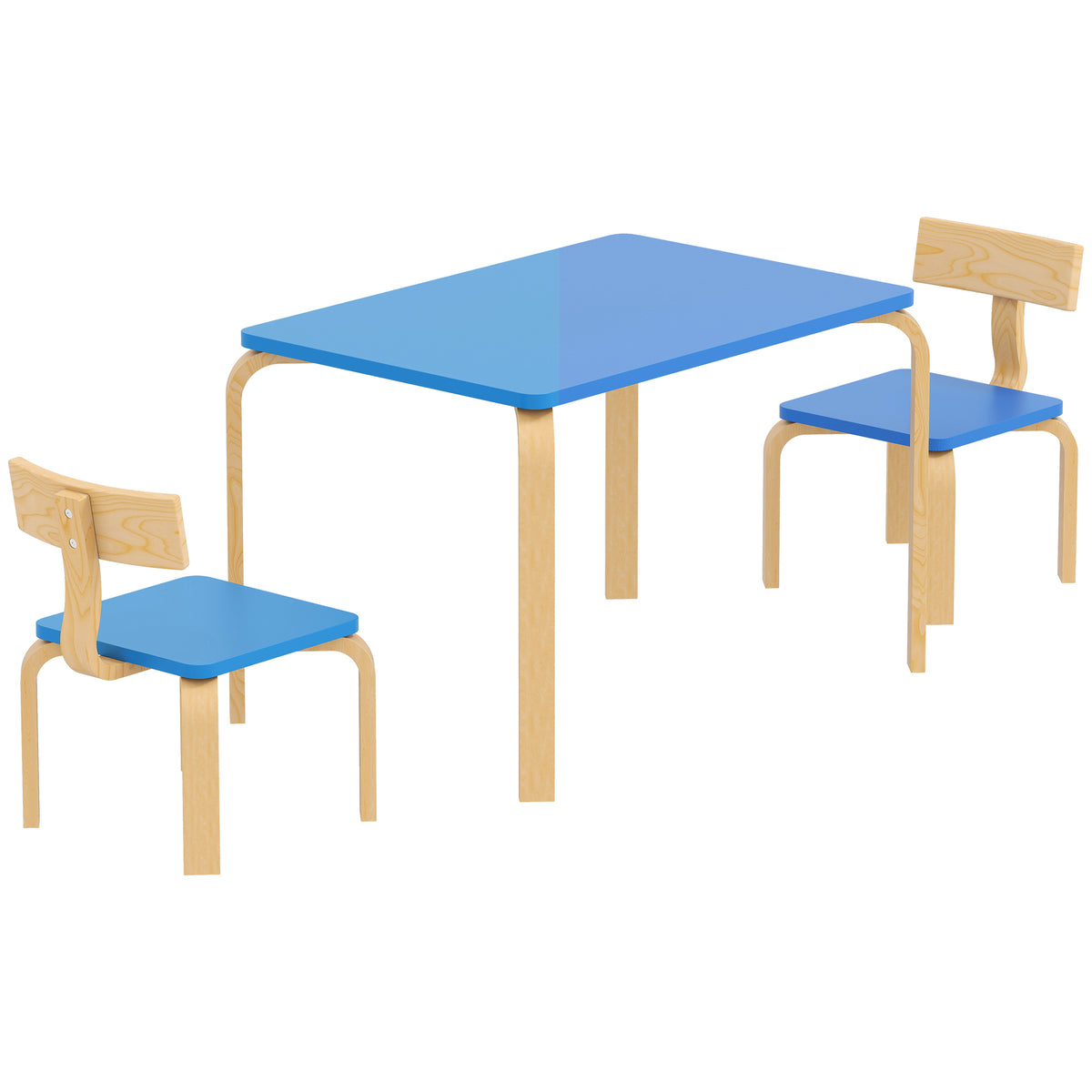 Qaba Kids Table and 2 Chair Set, Children Multi-Activity Furniture Set for Playing, Learning, Eating, Craft