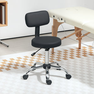 Adjustable Rolling Stool with Removable Backrest, Faux Leather Swivel Stool Chair for Salon Spa, Bar – view 7