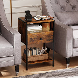 Nightstand with Charging Station Bedside Table with USB Ports and Outlets-Rustic Brown view 2