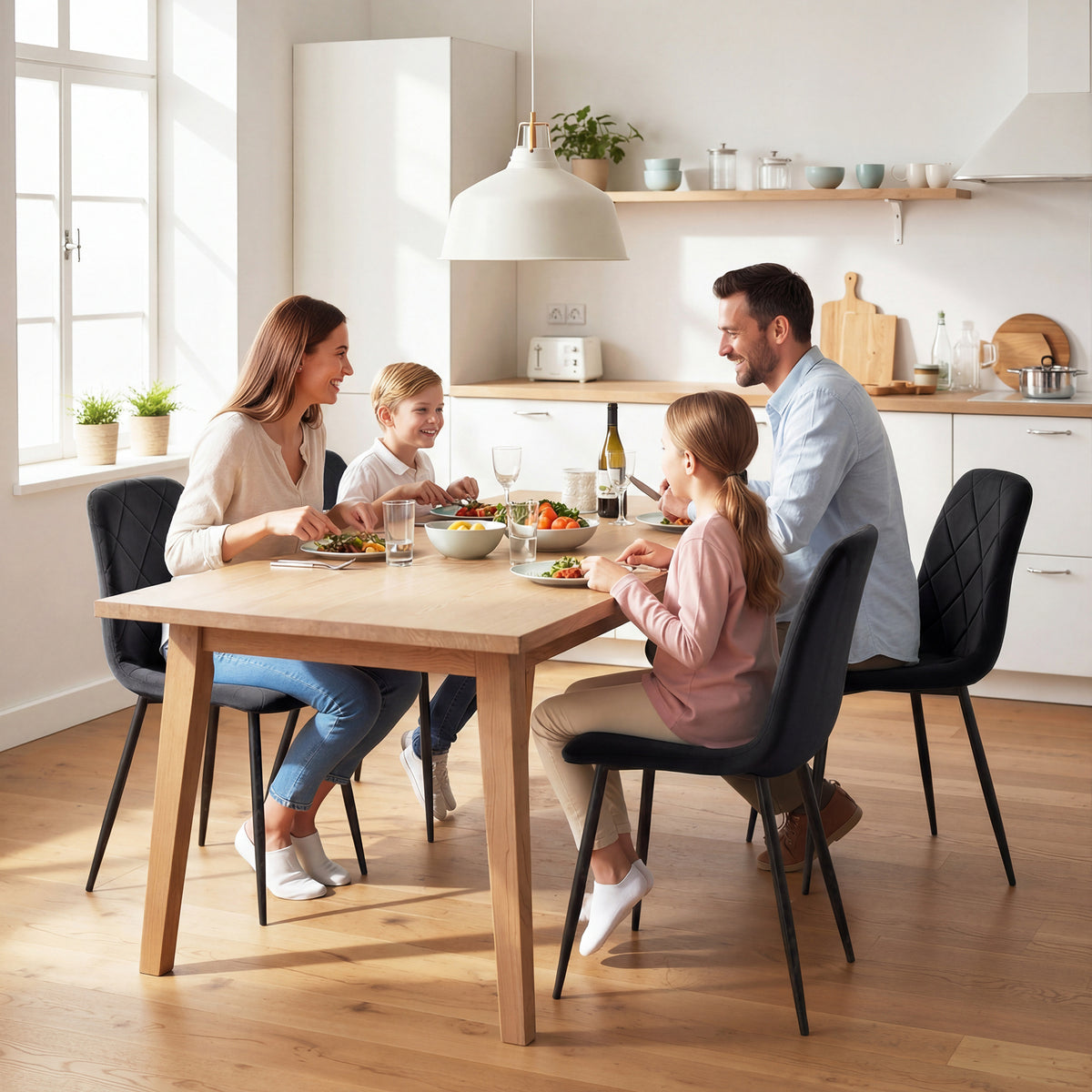 Dining Chairs Set of 4, Upholstered Dining Room Chairs with Steel Legs – view 6