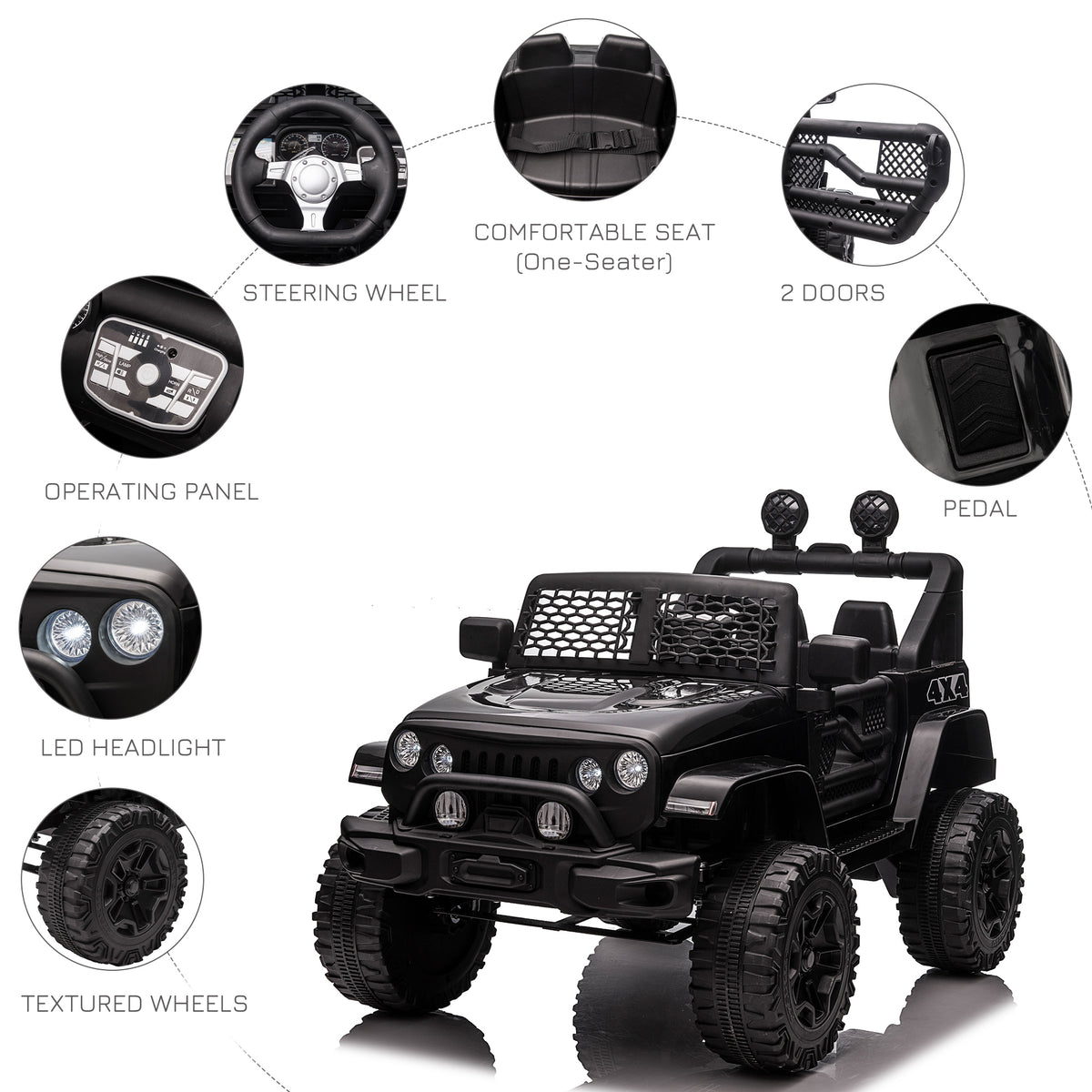 Aosom 12V Battery Powered Kids Ride On Car Off Road Truck Toy w/ Parent Remote