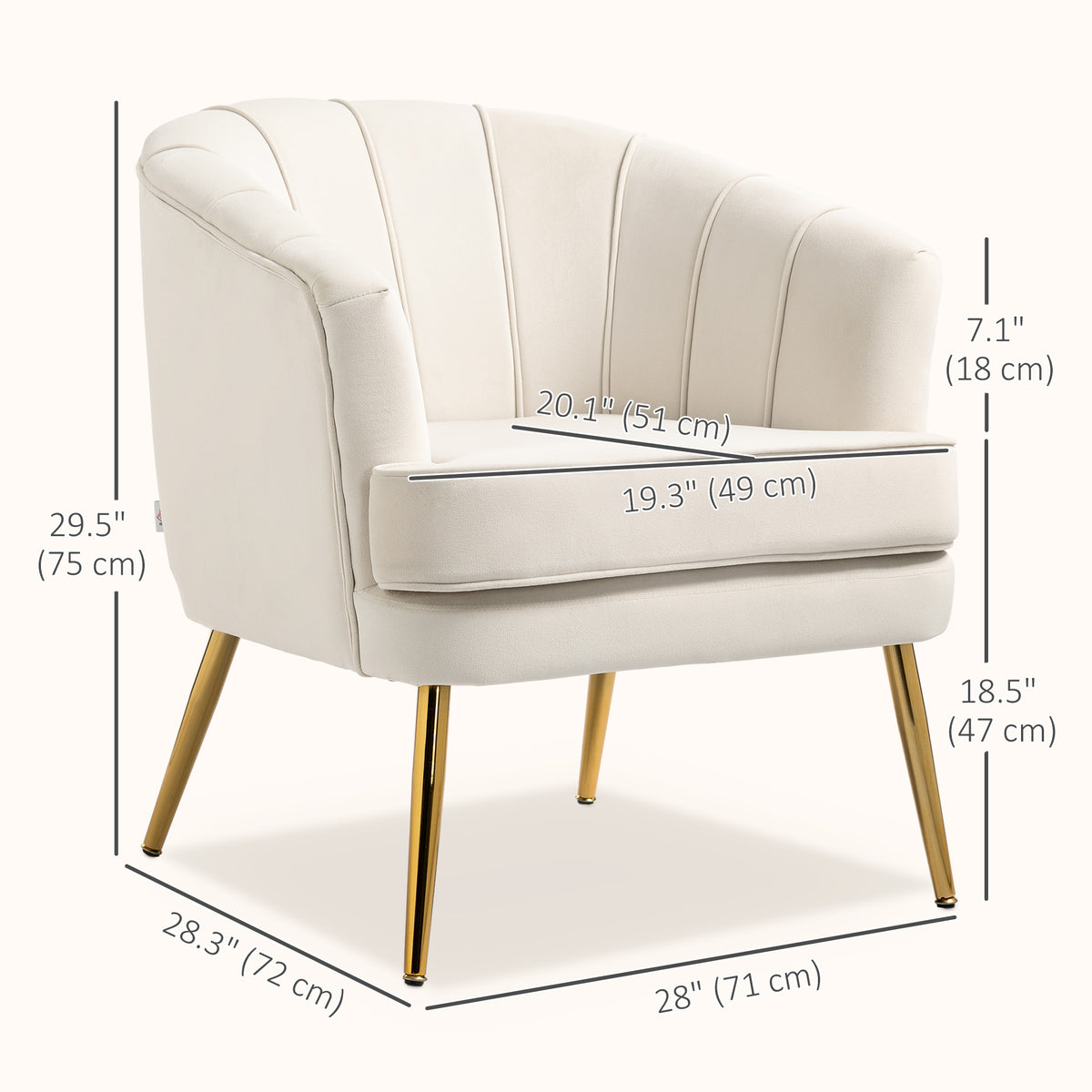 Fabric Armchair, Modern Accent Chair with Gold Metal Legs for Living Room, Bedroom, Home Office, Black – view 9