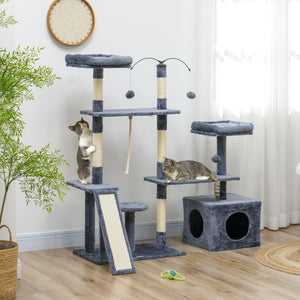53" Cat Tree, Cat Tower with Scratching Posts, Cat Condo, Beds, Platforms, Toy Balls for Indoor Cats – view 7