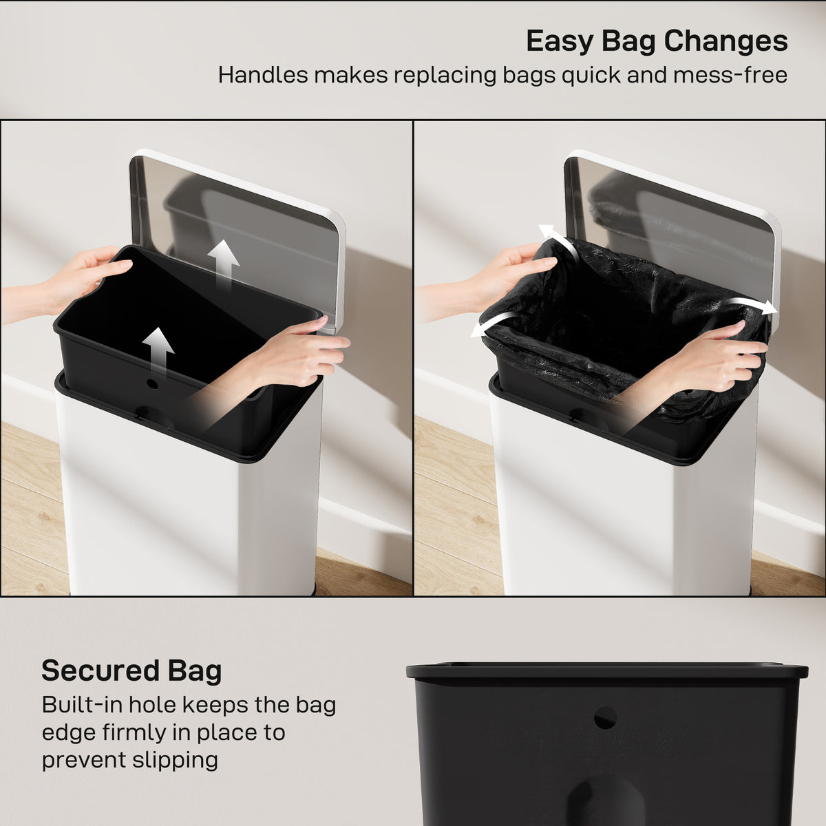Garbage Bin, Soft-Close Trash Can with Foot Pedal, 5 Gallon (20 L) Garbage Can with Removable Inner Bucket – view 13