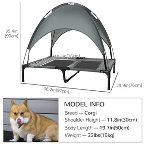 Large Elevated Dog Bed 6.2" L X 29.9" W 36.2" H Foldable Outdoor Cat Dog Canopy Cot w/ Carry Bag Grey – view 4