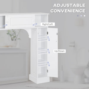 Modern Over The Toilet Storage, Bathroom Cabinets Over Toilet with 2 Sliding Doors, 3 Adjustable Shelves, White