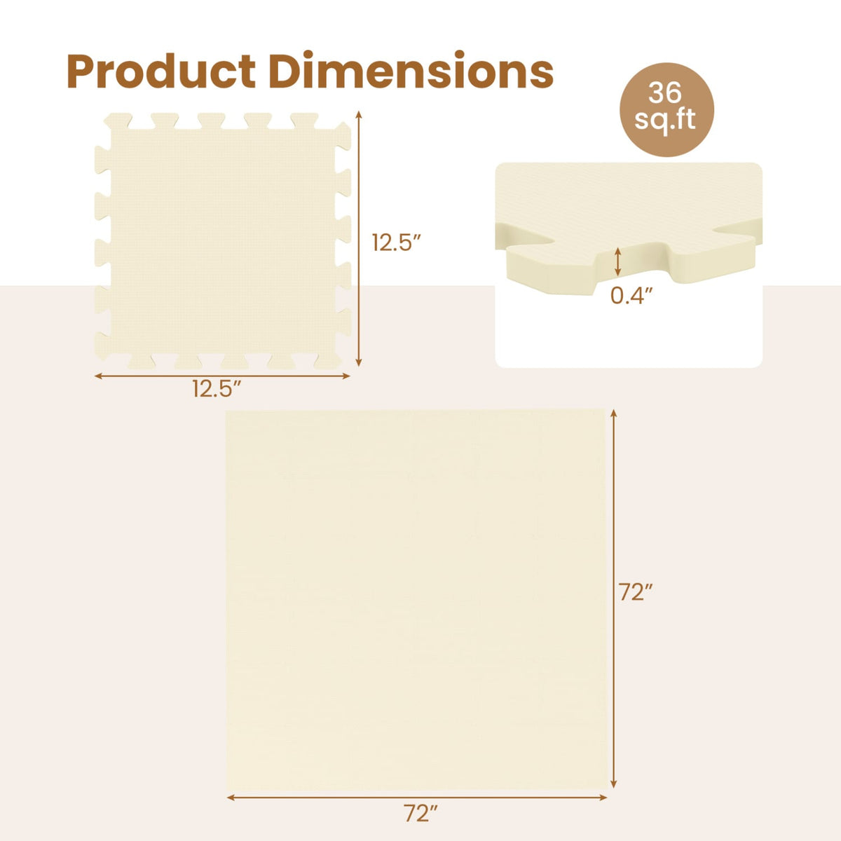 Non-Slip Protective Flooring for Living Room and Home Gym-Beige view 4