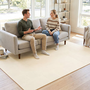 Non-Slip Protective Flooring for Living Room and Home Gym-Beige view 2