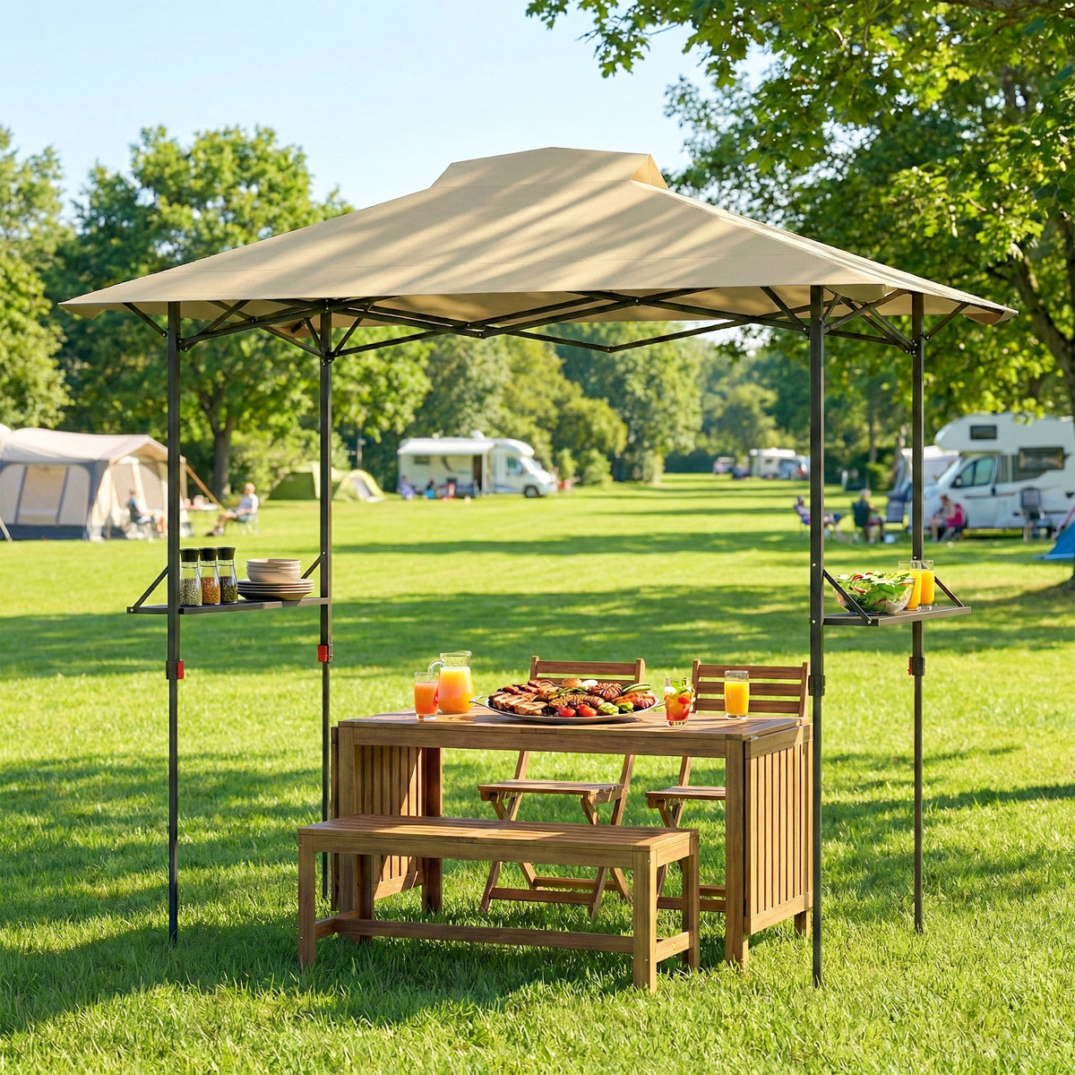5 x 8.5 ft Pop Up Grill Gazebo with 2 Shelves, UPF 50+ Outdoor Instant Canopy Portable Shelter with Carry – view 14