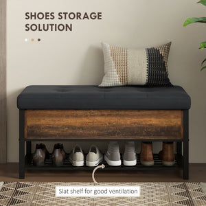 Shoe Storage with Seat, Upholstered Hallway Bench, Shoe Bench with Flip Top and Hidden Space for 4 Pairs of Shoes