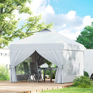10' x 10' Pop Up Canopy Tent, Instant Sun Shelter, Tents for Parties, with Wheeled Carry Bag, White
