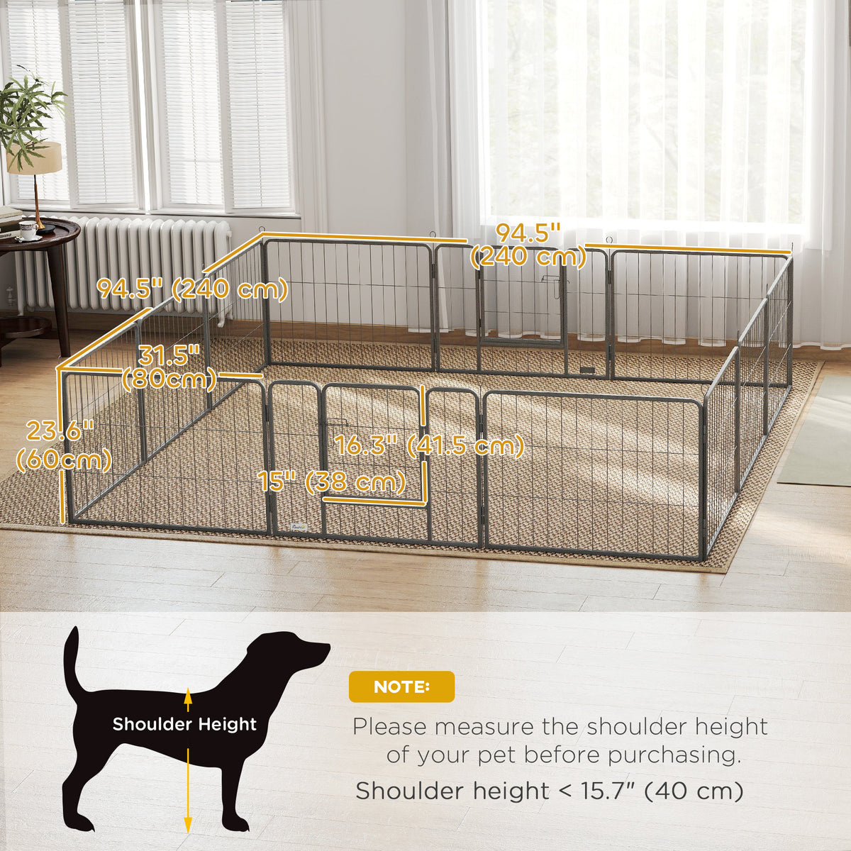 Dog Playpen, 31.5"W Heavy-Duty Metal Puppy Play Pen, Pet Exercise Fences for Outside and Indoor – view 4