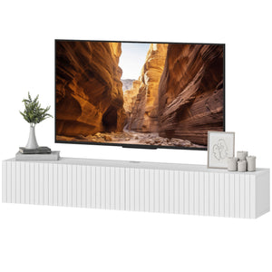 71" Floating TV Stand for TVs up to 72 Inch, Wall Mount Media Console with 2 Fluted Flip-Down Doors – view 22