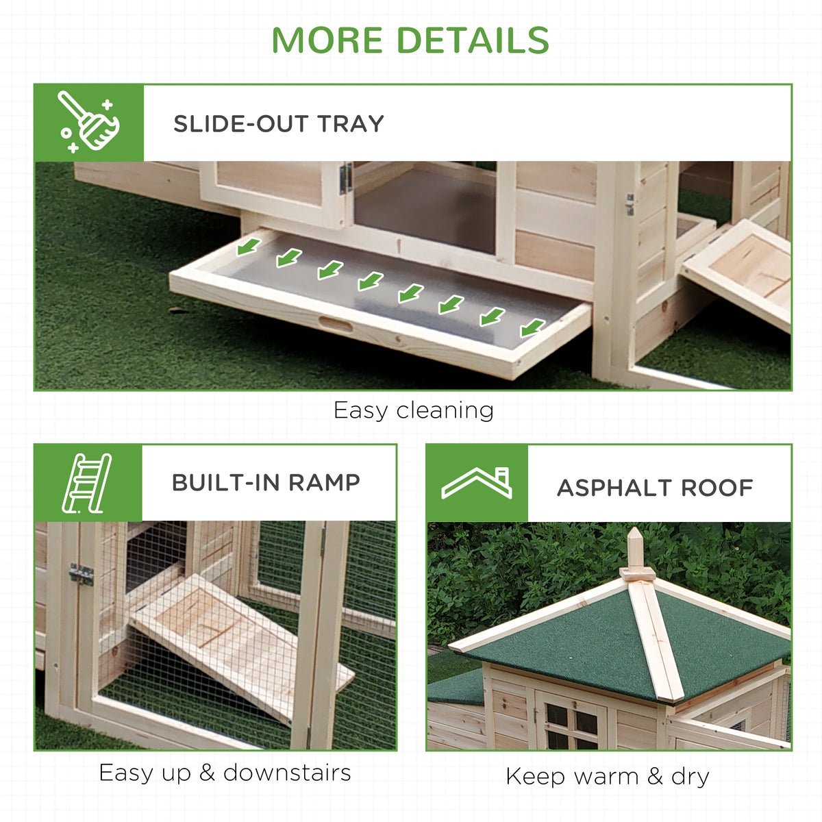 77" Chicken Coop Hen House Rabbit Hutch Poultry Cage Pen Outdoor Backyard with Nesting Box Run Natural – view 6