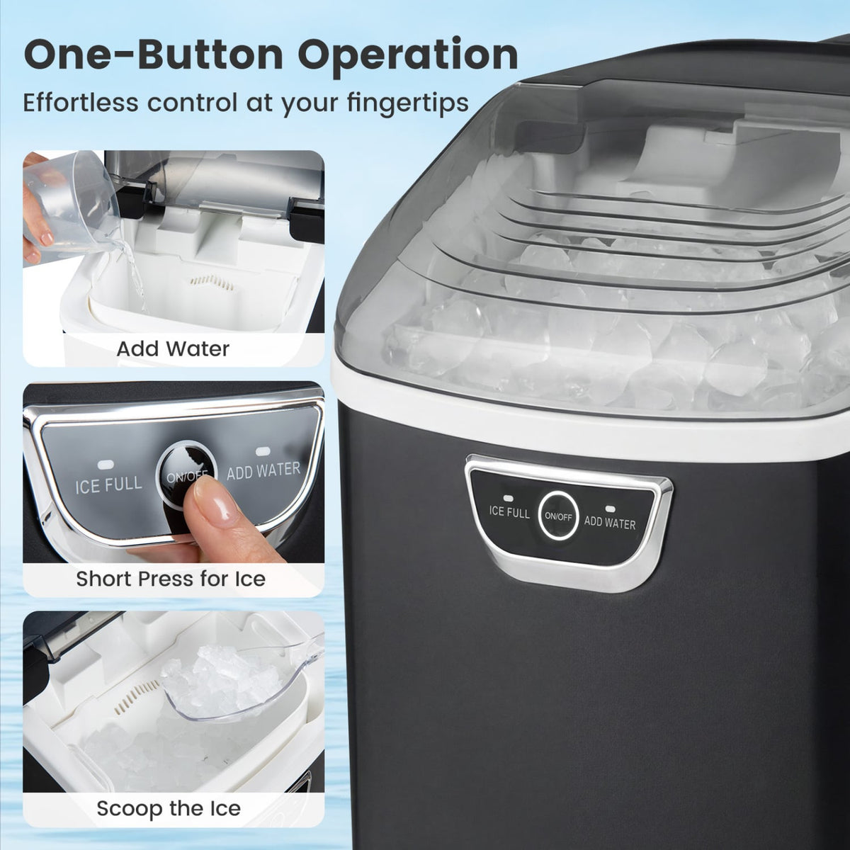 Nugget Ice Maker Countertop with Audible Ice Full Alarm-Black view 6