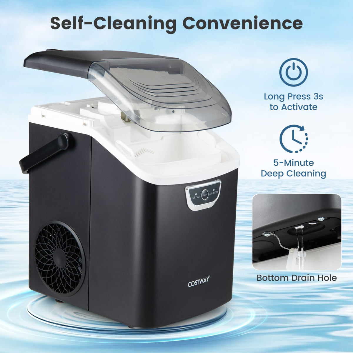 Nugget Ice Maker Countertop with Audible Ice Full Alarm-Black view 7