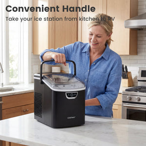 Nugget Ice Maker Countertop with Audible Ice Full Alarm-Black view 8