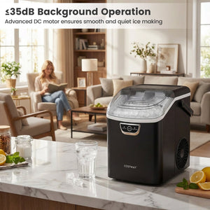 Nugget Ice Maker Countertop with Audible Ice Full Alarm-Black view 9