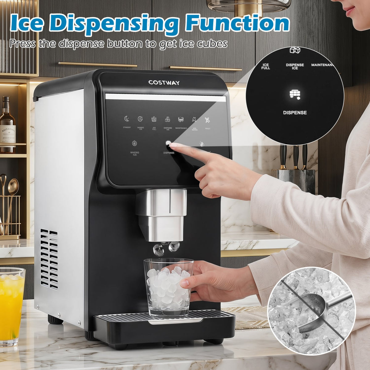 Nugget Ice Maker with Self Dispensing 80 LBS Per Day Chewable Pellet Ice Machine view 8