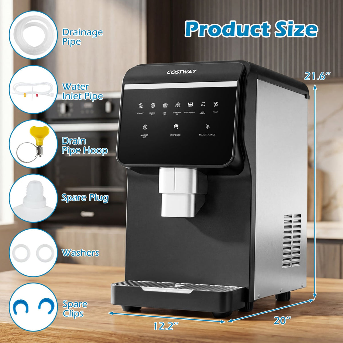 Nugget Ice Maker with Self Dispensing 80 LBS Per Day Chewable Pellet Ice Machine view 5