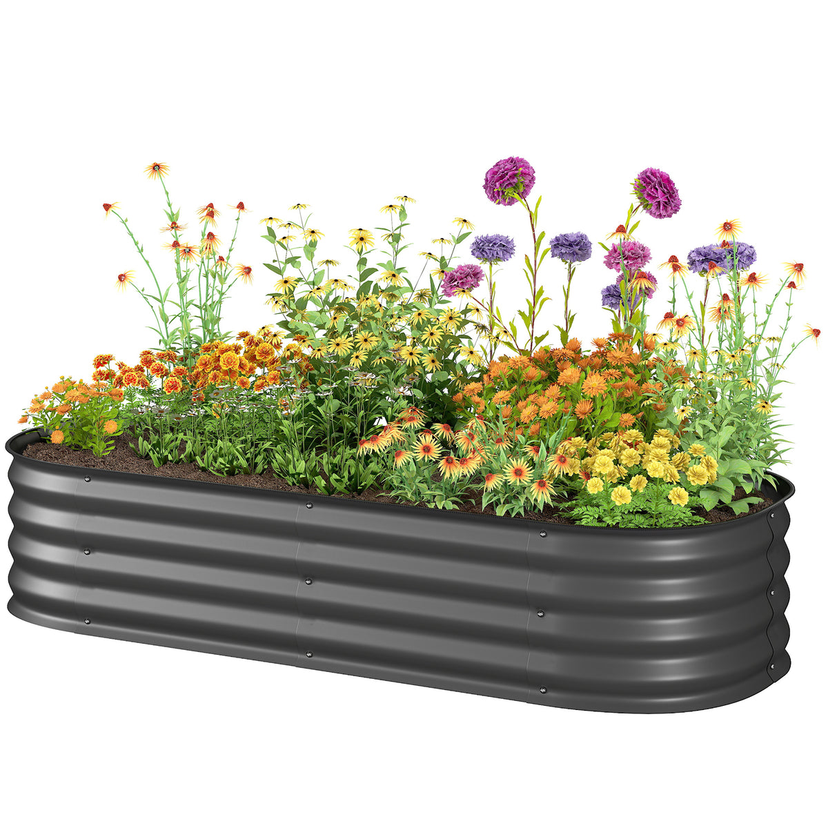 4.9 x 2 x 1ft Galvanized Raised Garden Bed Kit, Metal Planter Box with Safety Edging, Black – view 8
