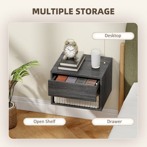 Floating Nightstand Set of 2, Wall Mounted Bedside Table with Drawer for Bedroom Black – view 20