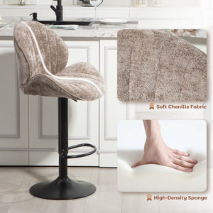 Bar Stools Set of 2, Swivel Barstools with Back, Adjustable Height and Footrest for Kitchen Island – view 13