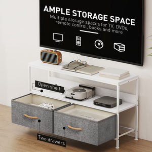 TV Stand with Charging Station, TV Table with 2 Foldable Linen Drawers and Open Shelf for 47 Inch – view 11