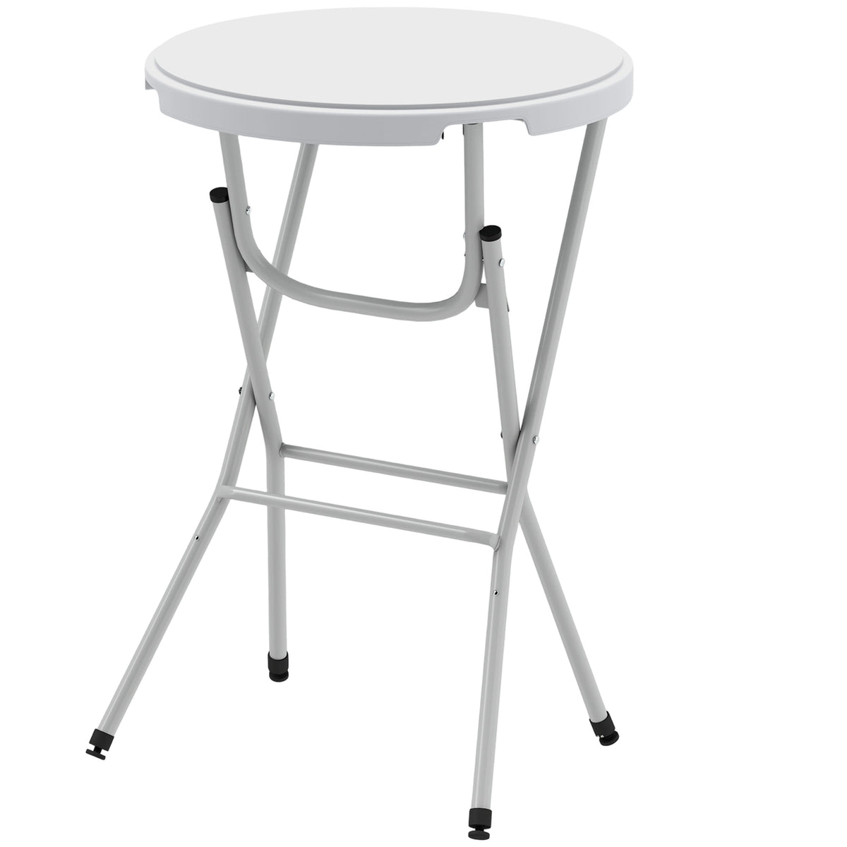 31.5" Bar Height Patio Table, Outdoor Bar Folding Table with HDPE Top, Locking Steel Legs for Party, Camping, White