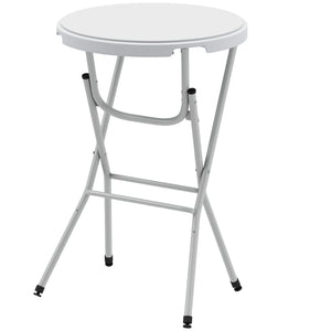 31.5" Bar Height Patio Table, Outdoor Bar Folding Table with HDPE Top, Locking Steel Legs for Party, Camping, White
