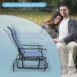 3PCs Gliding Rocking Chair & Bistro Tea Table Set, Light Blue