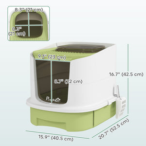 Enclosed Cat Litter Box with Lid, Scoop, Top Entry, Deodorization Bags, Drawer Type Cat Litter Tray – view 2