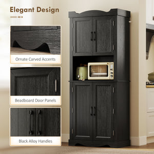 73" Kitchen Pantry Cabinet, Freestanding Kitchen Hutch with 12 Door Shelves, Adjustable Shelves – view 6