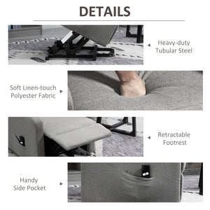 Electric Lift Recliner Chair Rising Power Chaise Lounge Fabric Sofa with Remote Control & Side Pocket for Living Room
