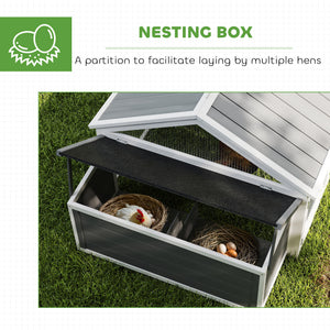 95"L Chicken Run Large Chicken Coop with Nesting Box Wooden Roof Side Door for Outdoor 4–8 Chickens